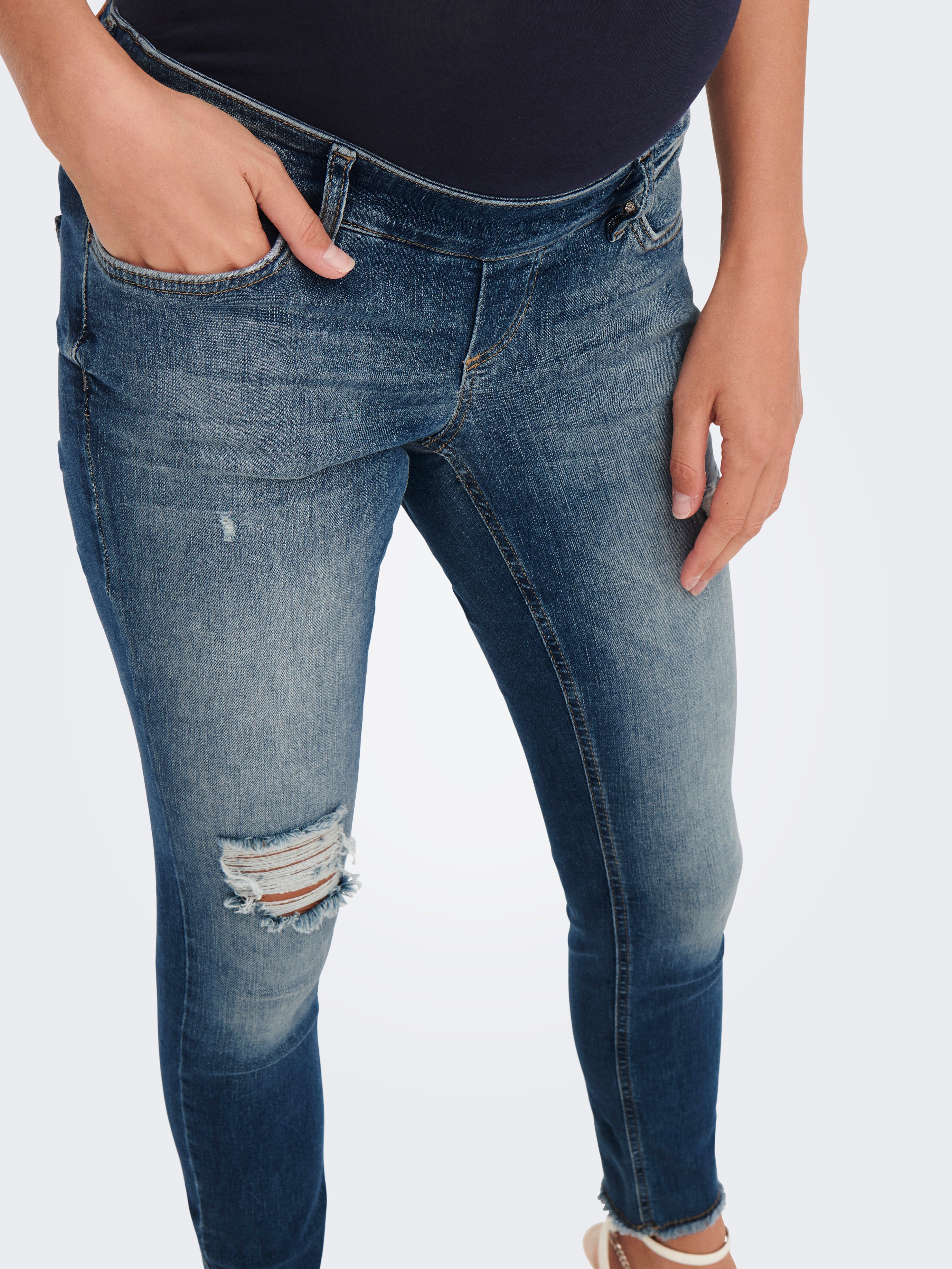 OLMBLUSH Mittlere Taille Skinny Fit Jeans Dark Medium Blue Denim