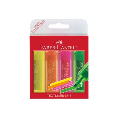 Faber-Castell Textliner 1546 - Pack de 4 surligneurs fluorescents - Couleurs assorties