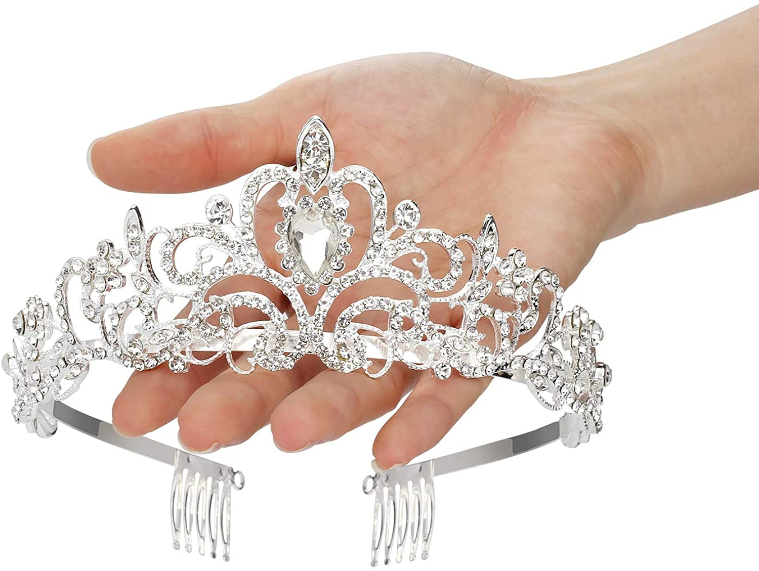 Frisur Haarschmuck Krone Strass Tiara Braut Diadem Kopfschmuck - Silber / Style 1