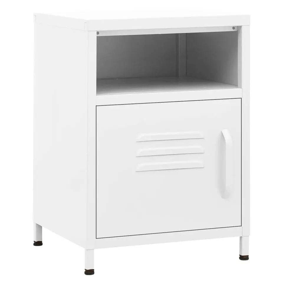 vidaXL - Durable Nachtkastje met vak en deur - Wit - Staal - 35x35x51 cm
