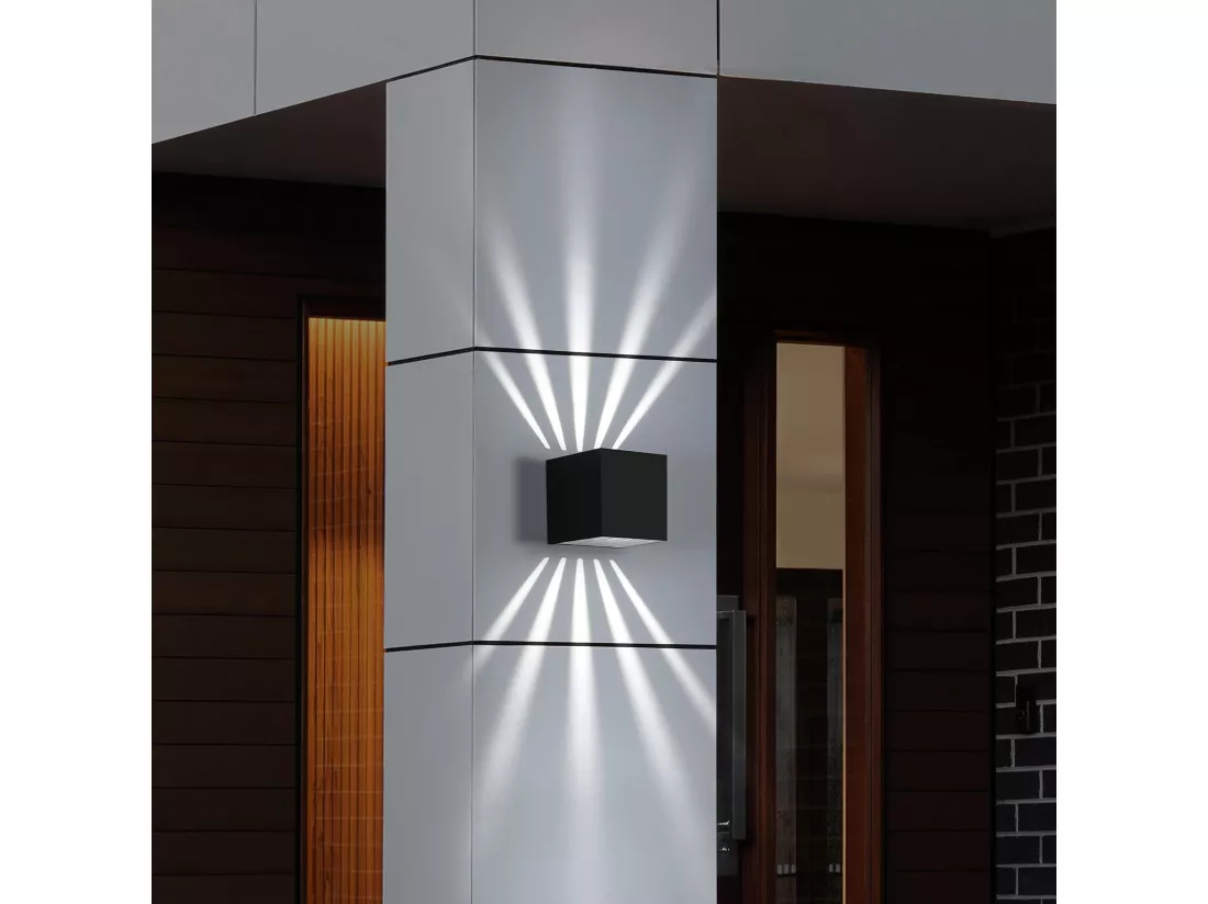 NETTLIFE 2 pièces Applique murale LED Intérieur & Extérieur - Noir Lampe extérieure IP65 Etanche Applique extérieure 3000K Blanc froid Up Down 10W