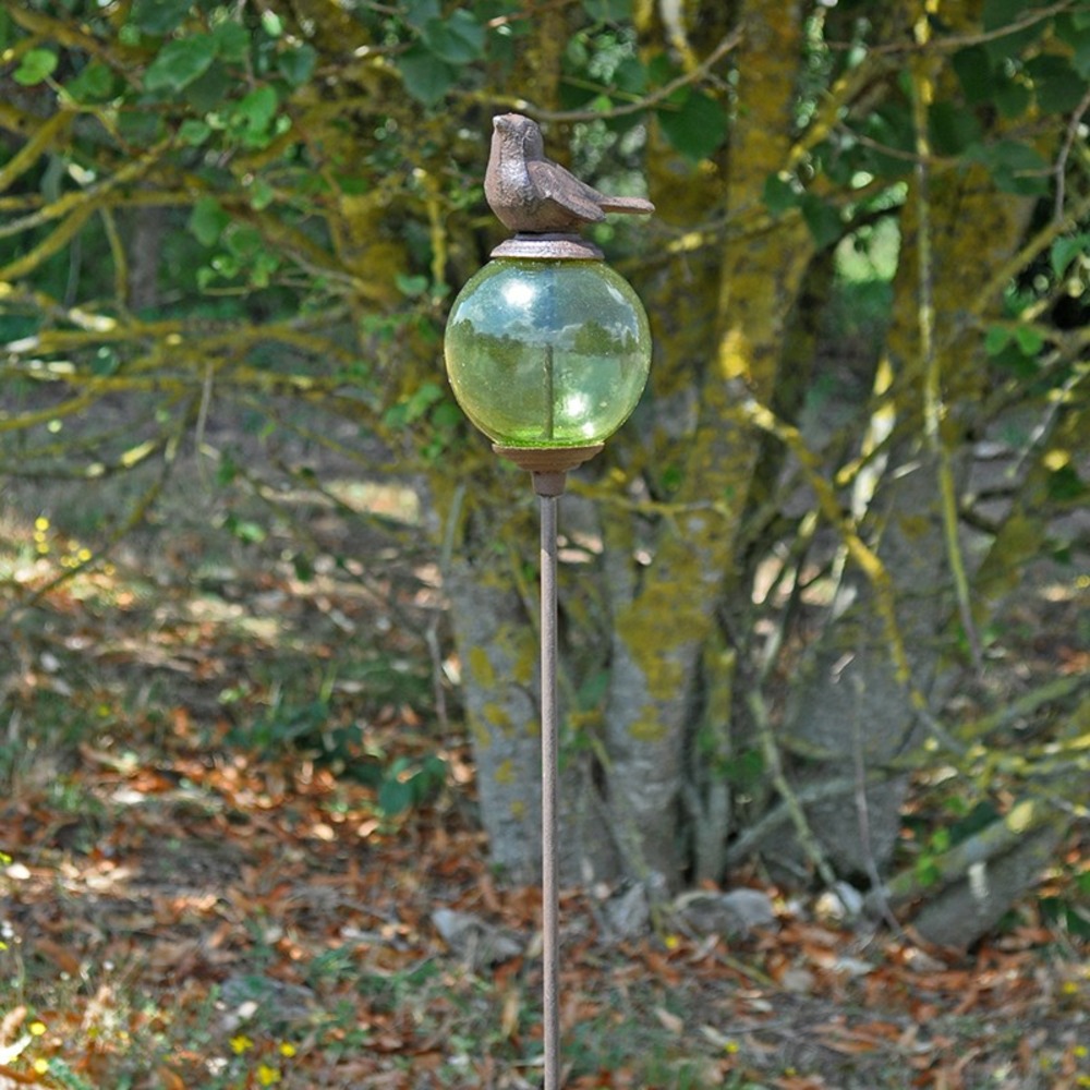 Tuteur boule oiseau vert 10x117cm