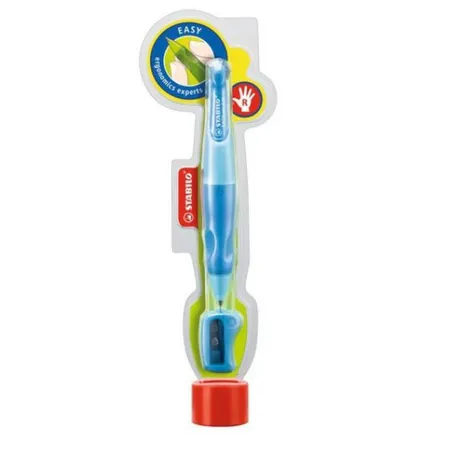 STABILO Ergonomischer Druck-Bleistift EASYergo, hellblau/dunkelblau, HB & Spitzer, Rechtshänder