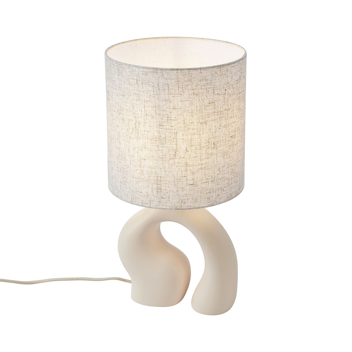 Japandi tafellamp beige met linnen kap - Dahlia