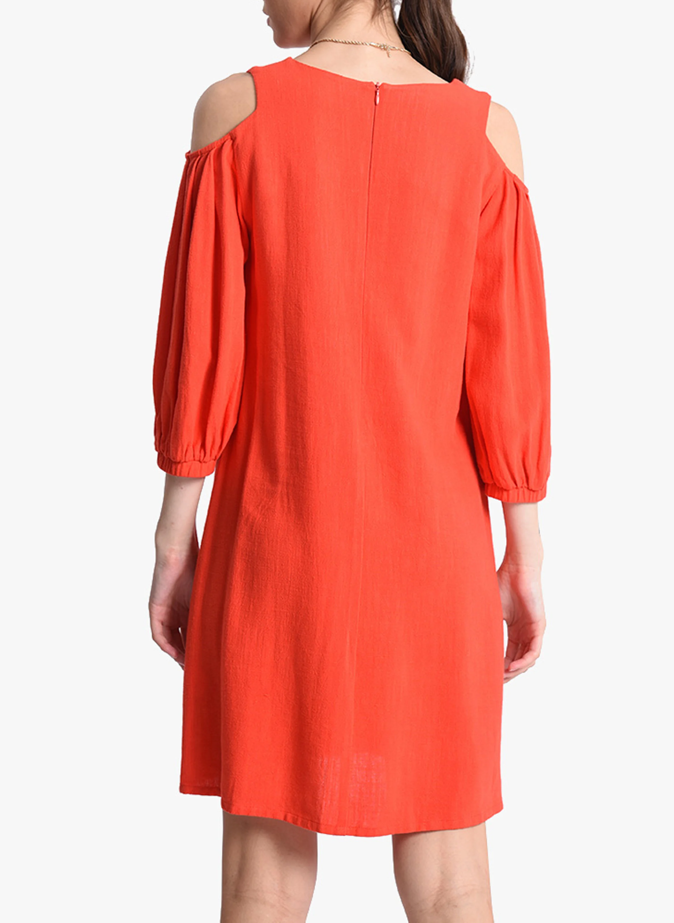 Robe courte à épaule dénudées | Orange