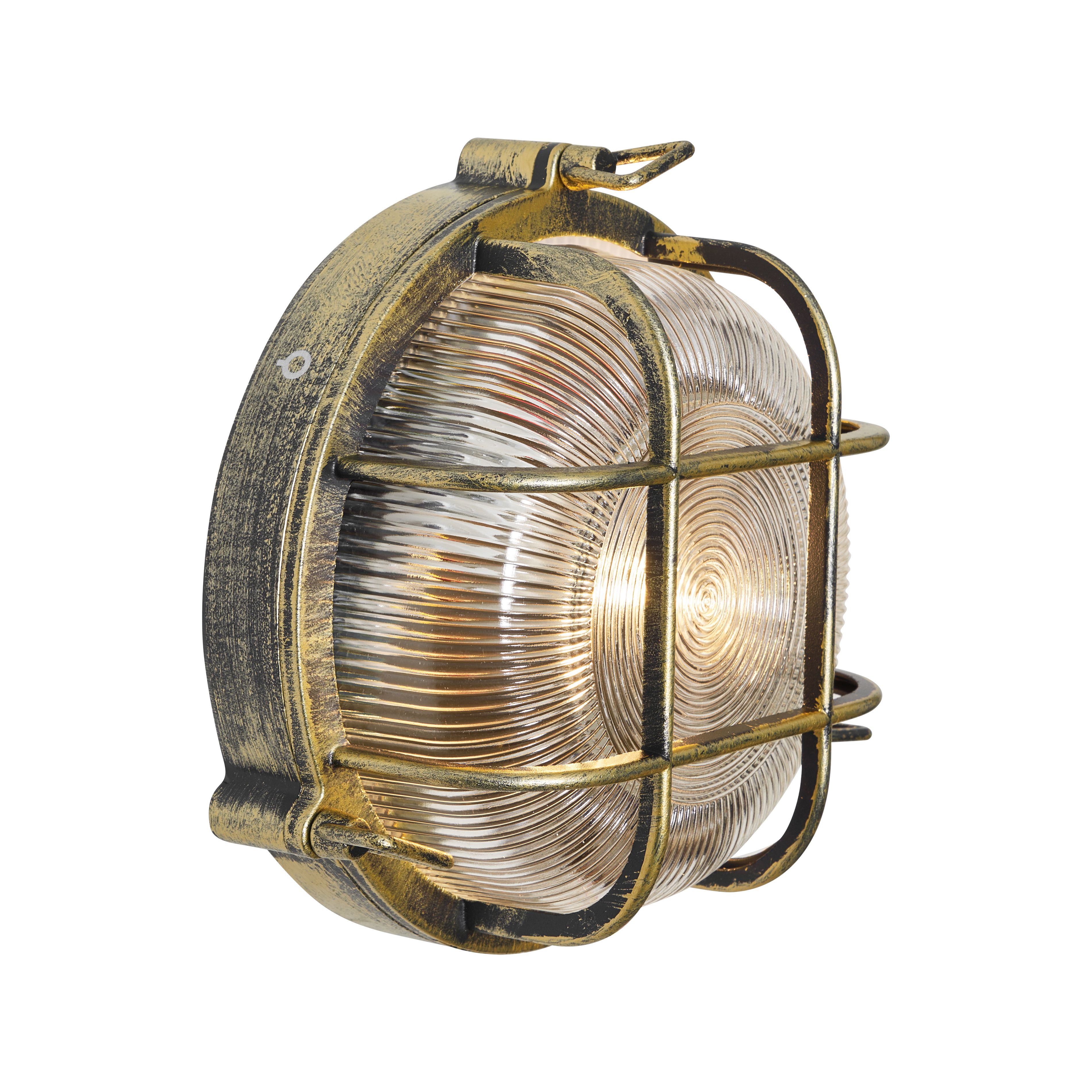 Buiten wand- en plafondlamp antiek goud rond IP44 - Noutica