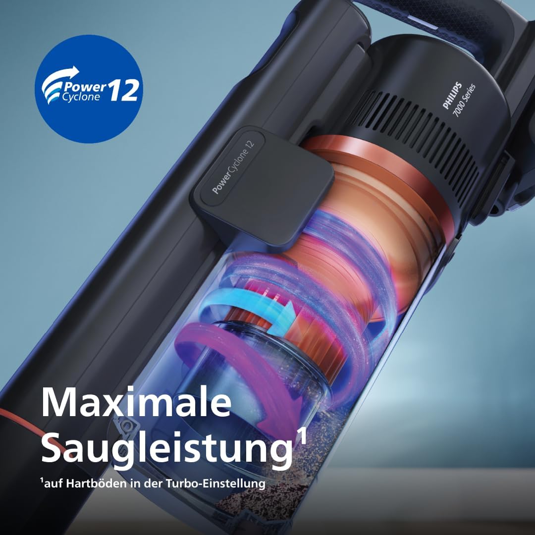 Philips Kabelloser Staubsauger der 8000er Serie für Haustiere, Hervorragende Saugleistung, Display, Düsen mit LED-Licht, Tierhaardüse, Aqua-Düse, Anti-Allergie-Filterung (XC8055/01)