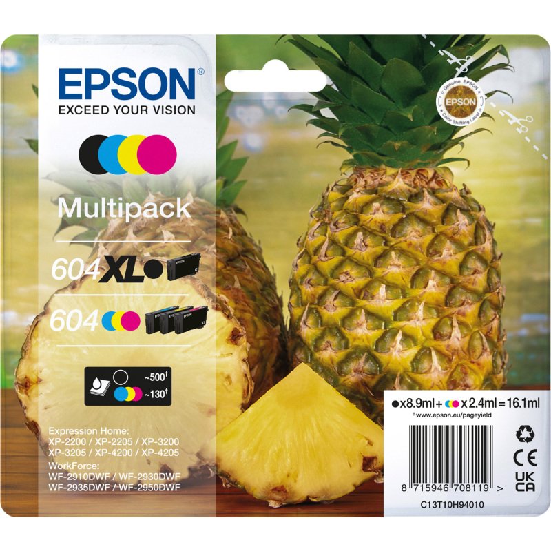 Epson 604XL Pack 4 cartouches noire + couleurs pour imprimante jet d'encre