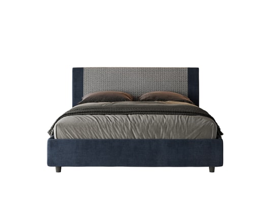 ITYHOME - Lit coffre rosal 160x200 tissu labirinto 9 bleu