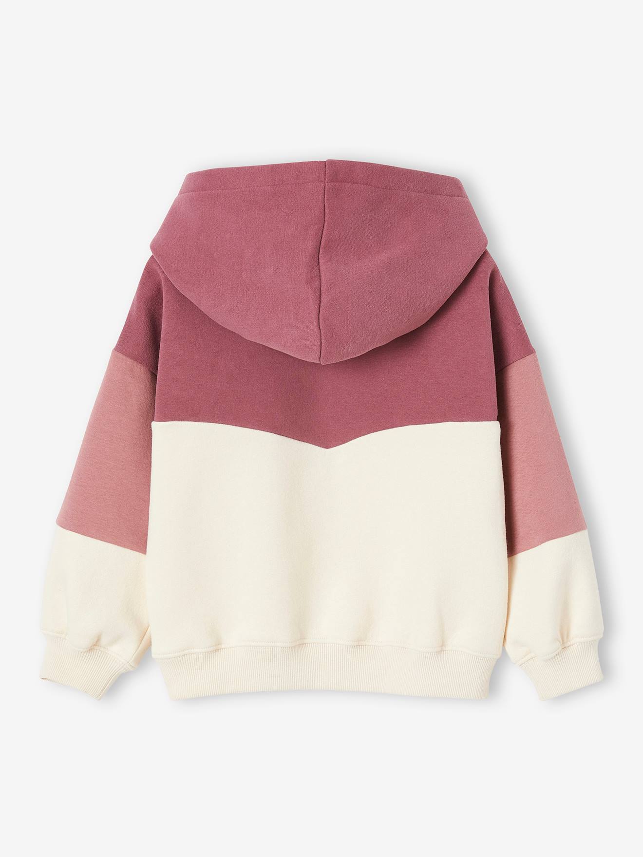 Moletom com capuz e efeito colorblock para meninas, cor off-white