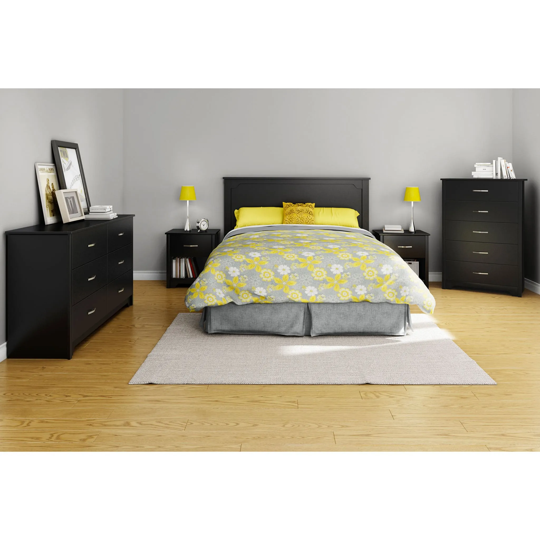 South Shore Commode 5 Tiroirs - Fusion Noir Solide