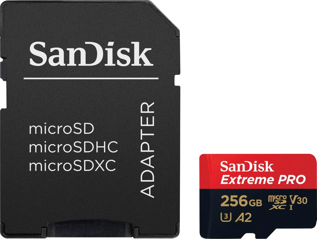 Sandisk Speicherkarte »Extreme PRO microSDXC™-UHS-I-KARTE« (256 GB Video Speed Class 30 (V30)/UHS Speed Class 3 (U3) 200 MB/s Lesegeschwindigkeit)