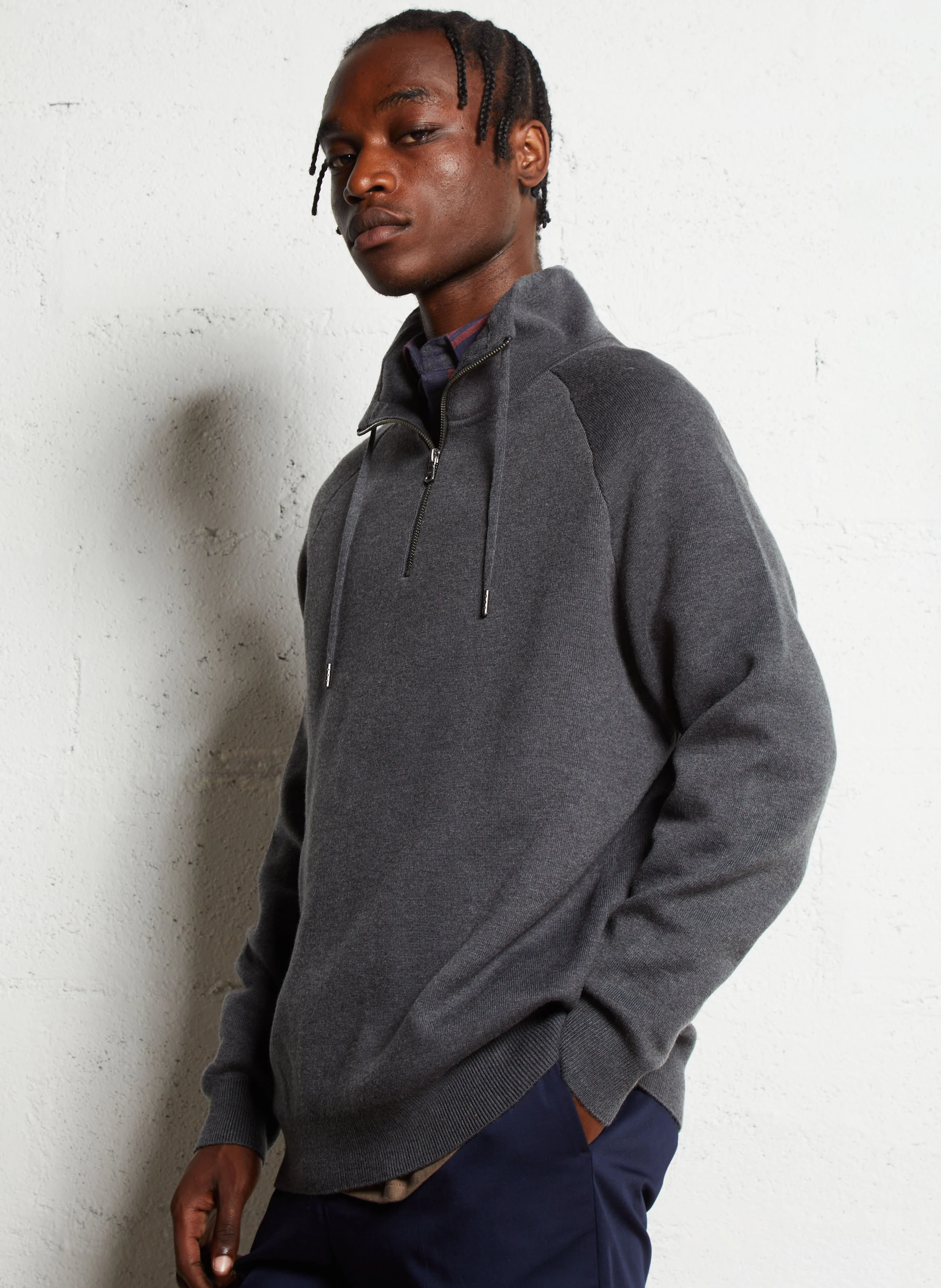 Pull col montant| Gris