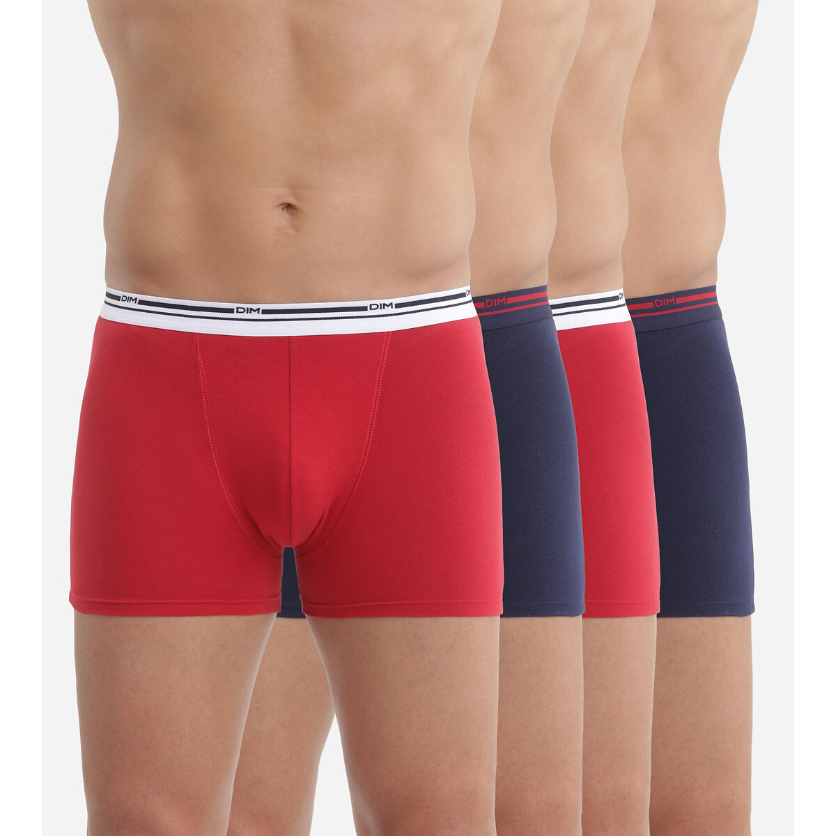 DIM<br>Conjunto de 4 cuecas boxer em cores clássicas
