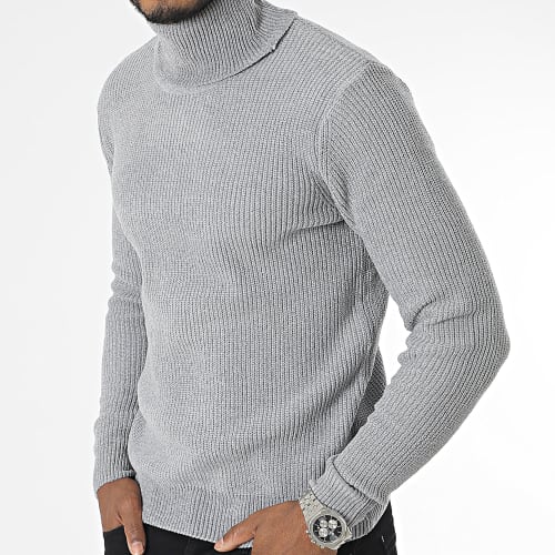 Pull Col Roulé Gris Chiné