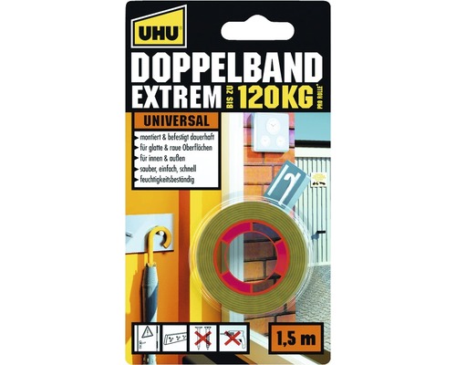 UHU Double Tape Extreme, tot 120 kg, 1,5 m
