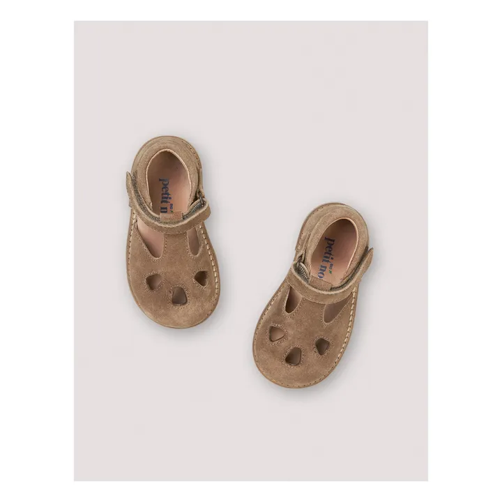 Petit Nord Sandales T-Bar Scratchs Suede | Marron