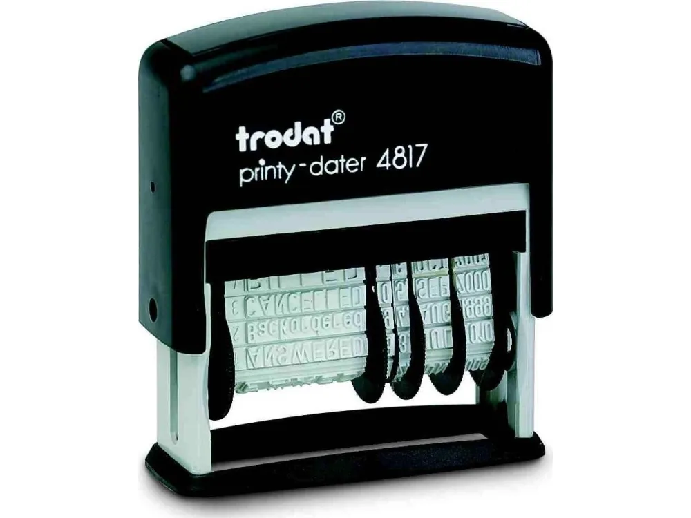 Trodat Printy 4817 - Stempel - selv-sværtende - sort - standardtekst, dato - 3.8 mm - 50 mm bredde