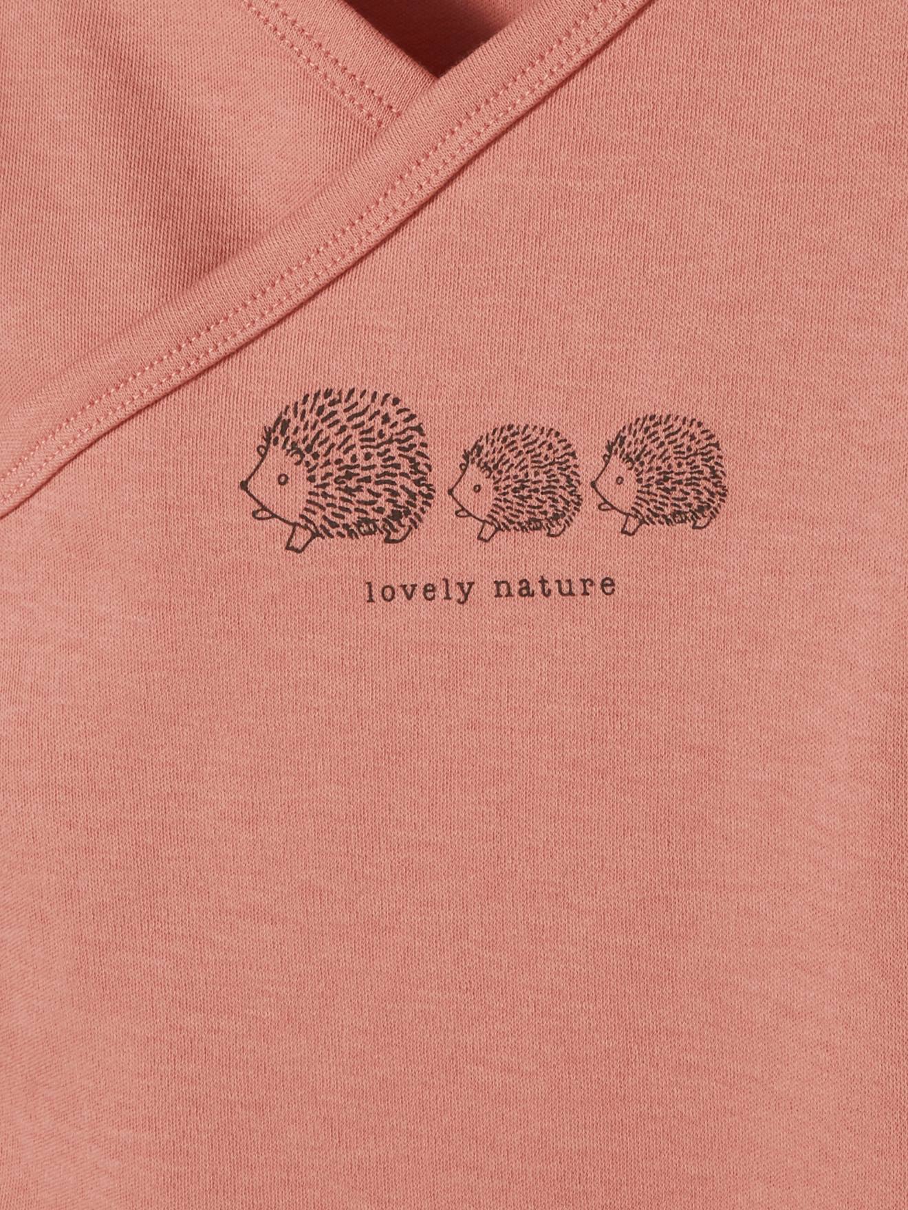 Conjunto Lovely Nature com 3 bodies de manga comprida em algodão orgânico para recém-nascidos, nas cores branco claro e bicolor/multicolorido.