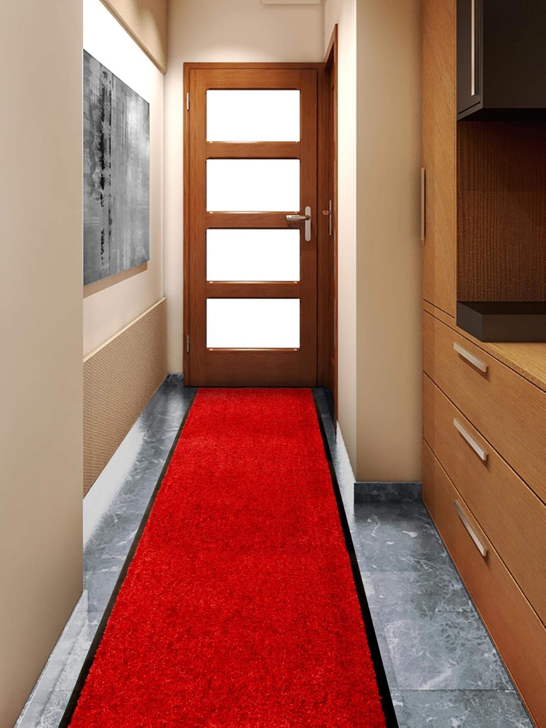 Primaflor Sauberlauf nach Maß - CLEAN, Rot, 90 x 300 cm, Rutschfester Schmutzfangläufer Meterware, Robuster Küchenläufer, Zuschneidbarer Teppichläufer, Eingangsmatte für Flur und Windfang