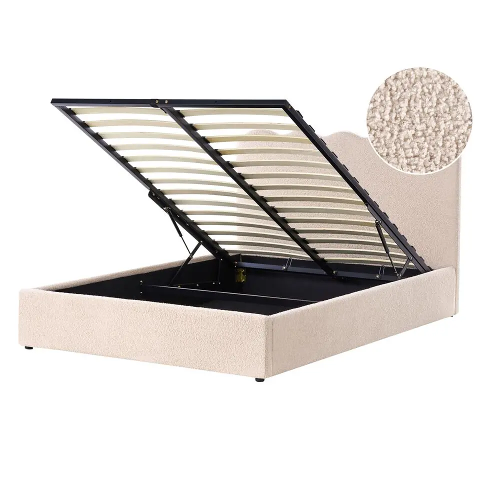 NANTERRE - Bed met opbergruimte - Beige - 140 x 200 cm - Bouclé