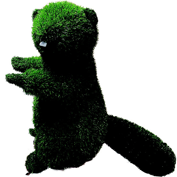 Castor debout en gazon synthétique h.50 cm