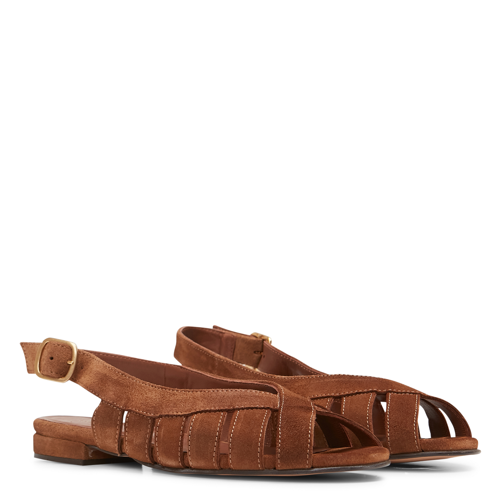 SOPHIE 20 - Sandales plates en cuir | Marron