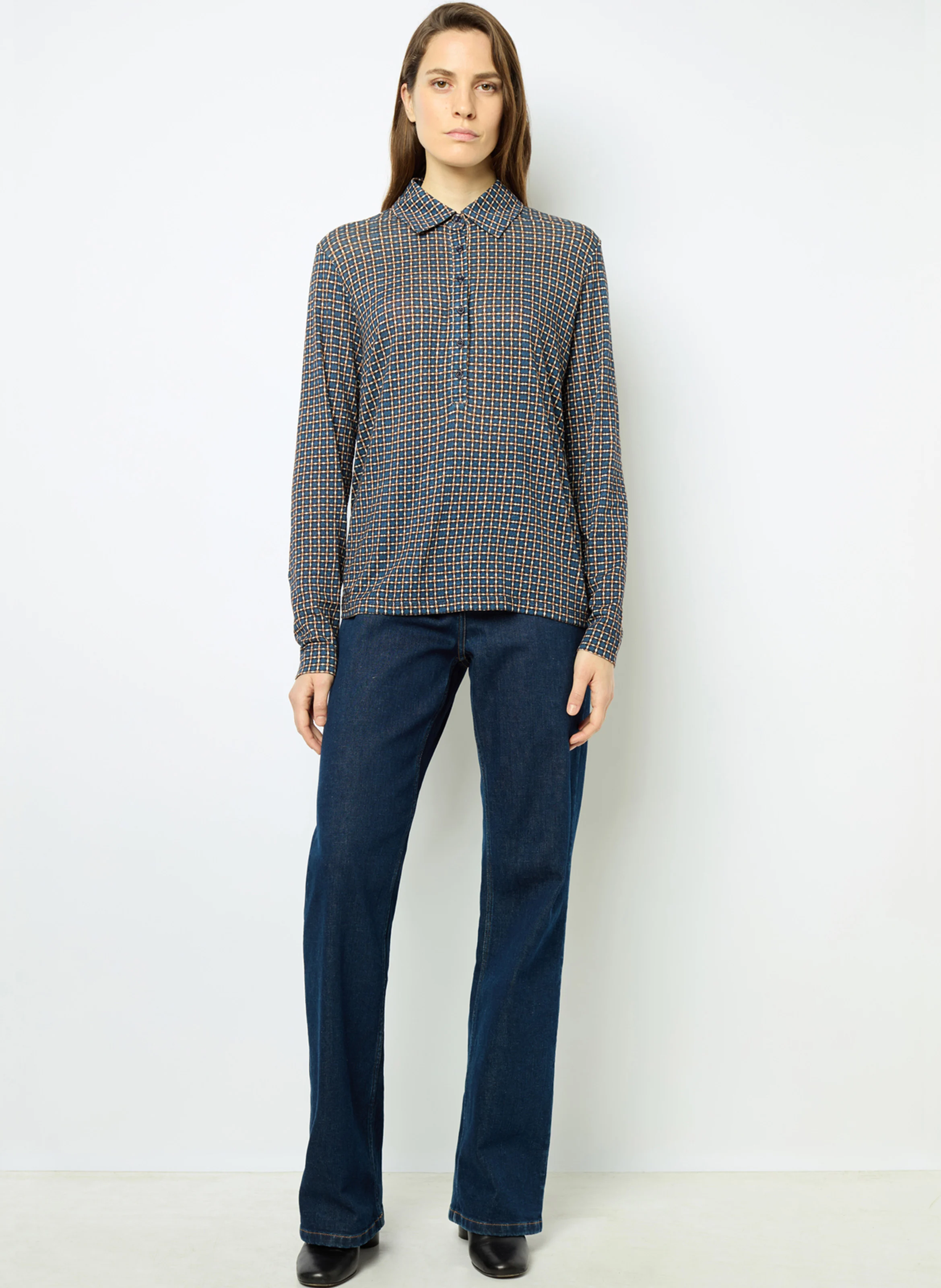 AUDE - Polo en coton mélangé | Bleu