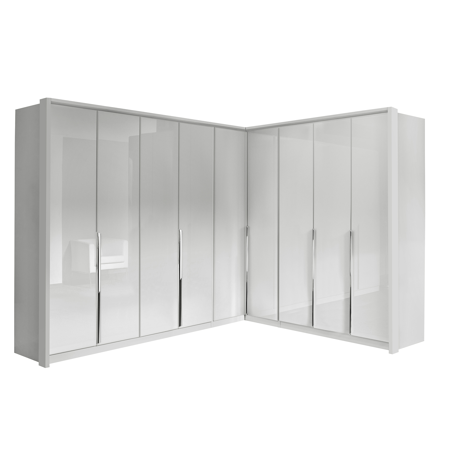 Eckkleiderschrank - seidengrau - Glasfronten - 1-türig - 45x229 cm