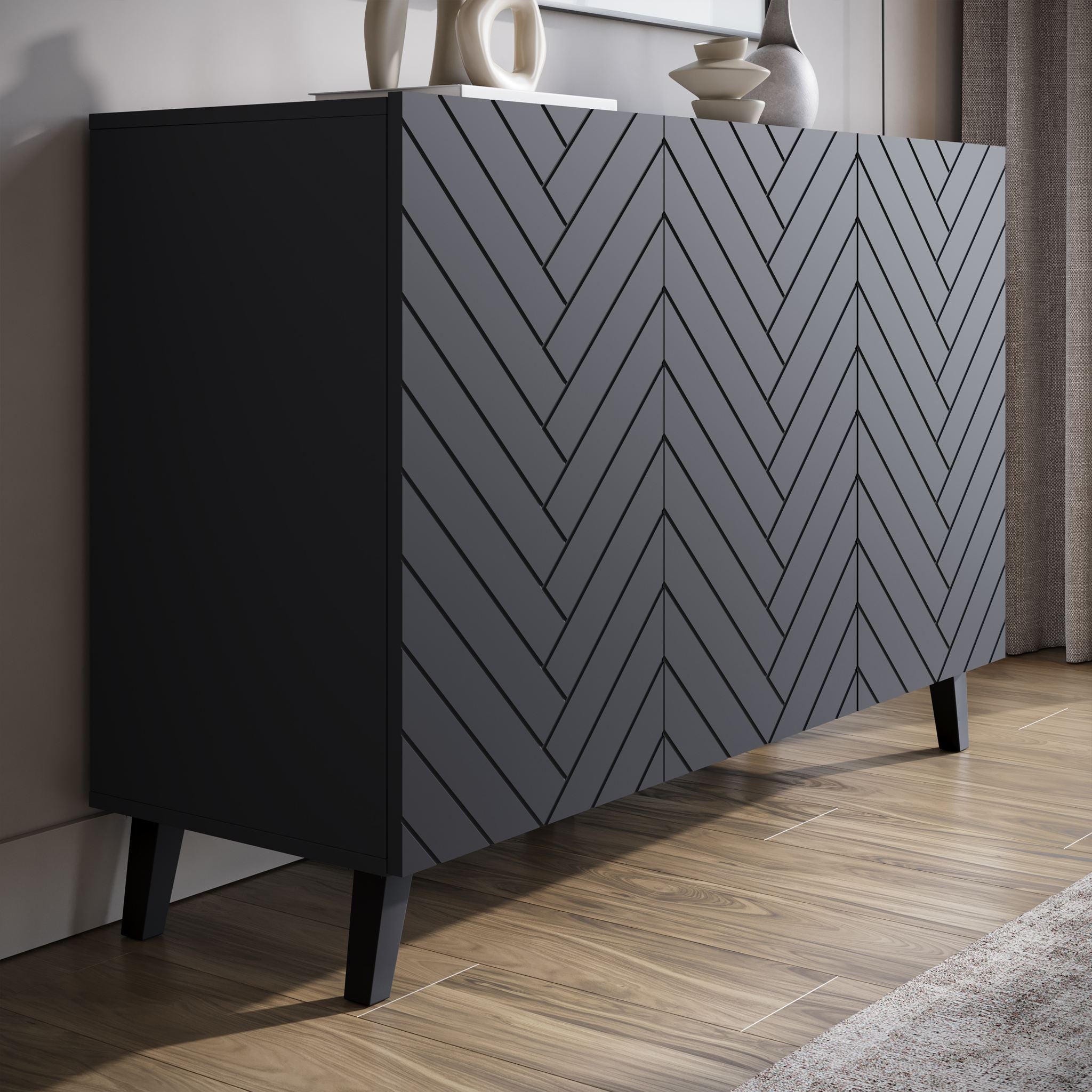 Meubella - Dressoir Pulse 3 - Zwart - 120 cm