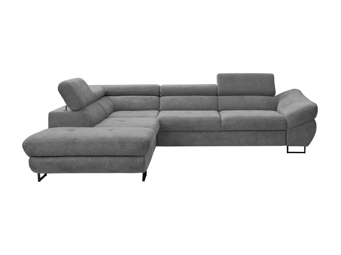 Canapé d'angle gauche convertible en tissu texturé gris DALIAS