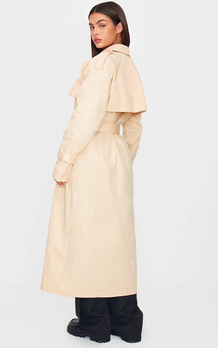 Sable Trench-coat Ceinturé À Détails De Panneaux