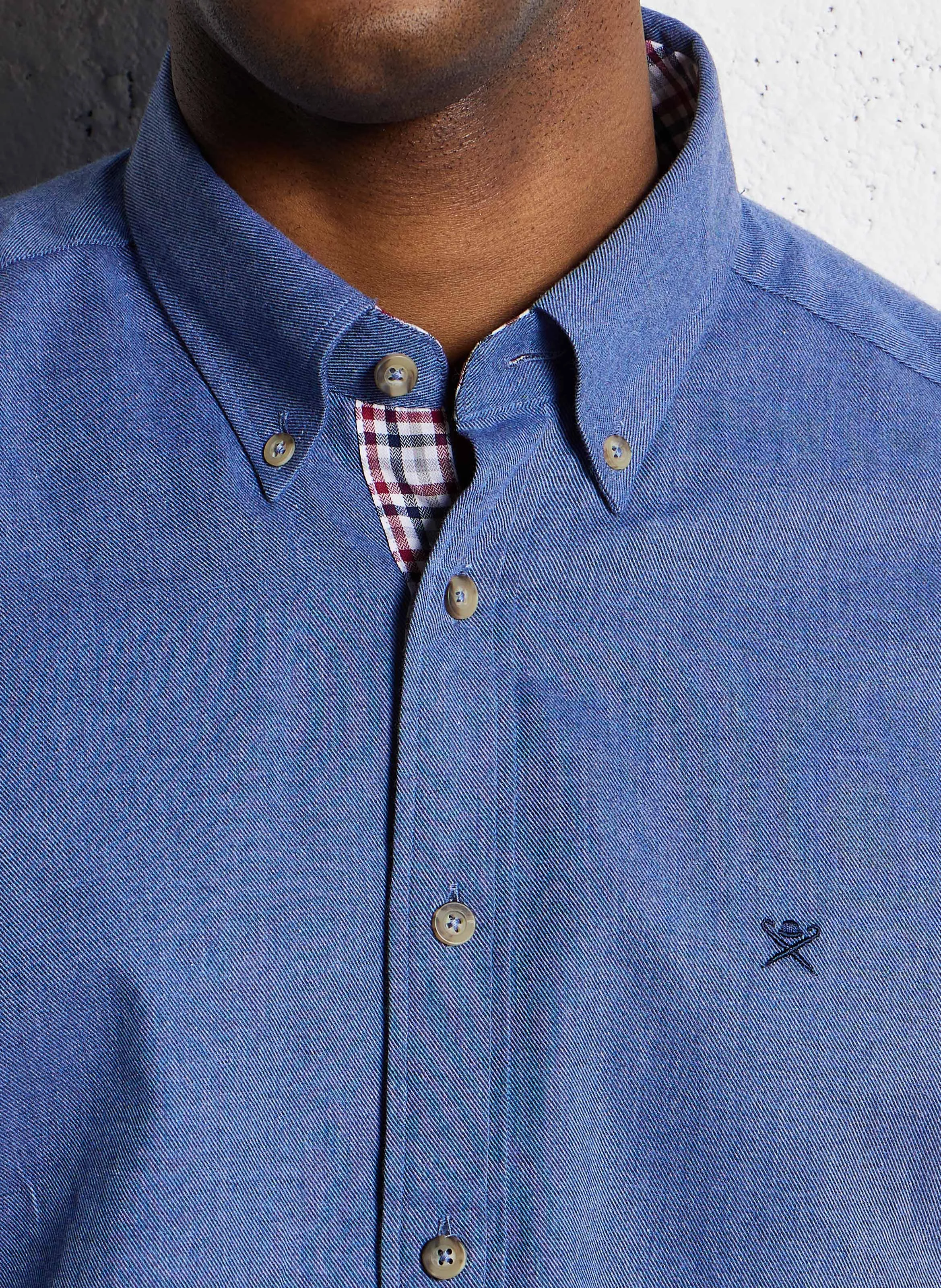Chemise droite en coton | Bleu