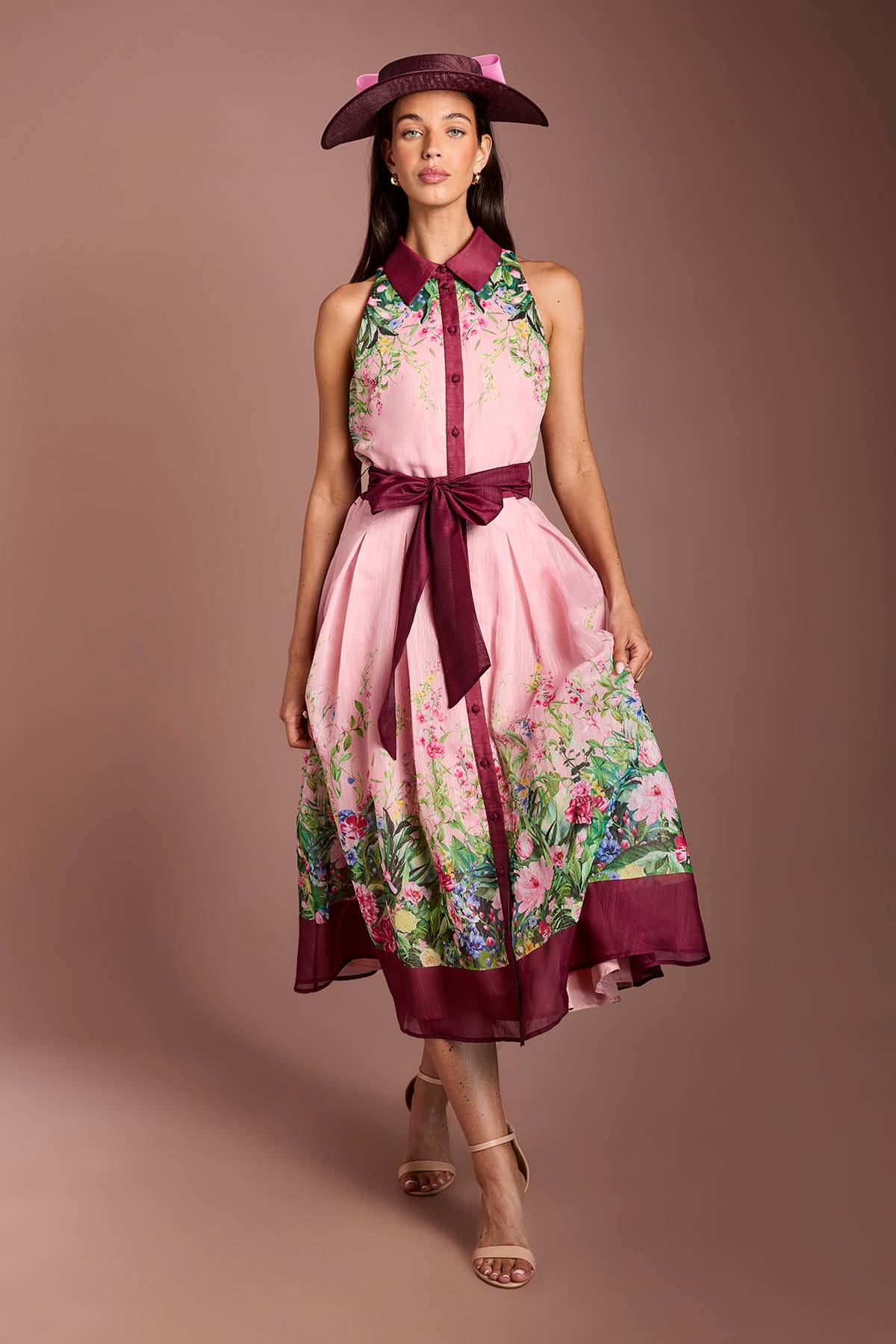 Coast Robe Midi Imprimée À Col Lisa Tan