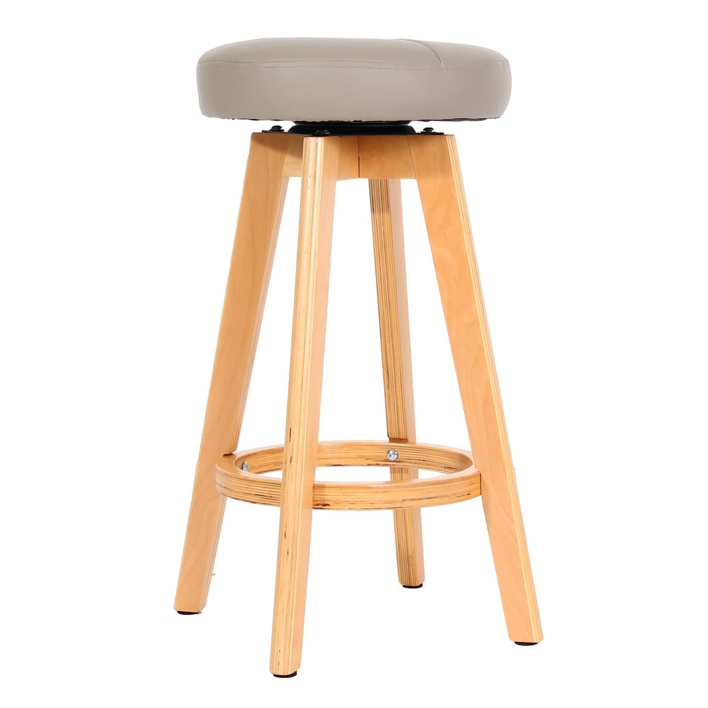 Barhocker Boras, Barstuhl Tresenhocker, Holz Kunstleder drehbar ~ taupe, helle Beine