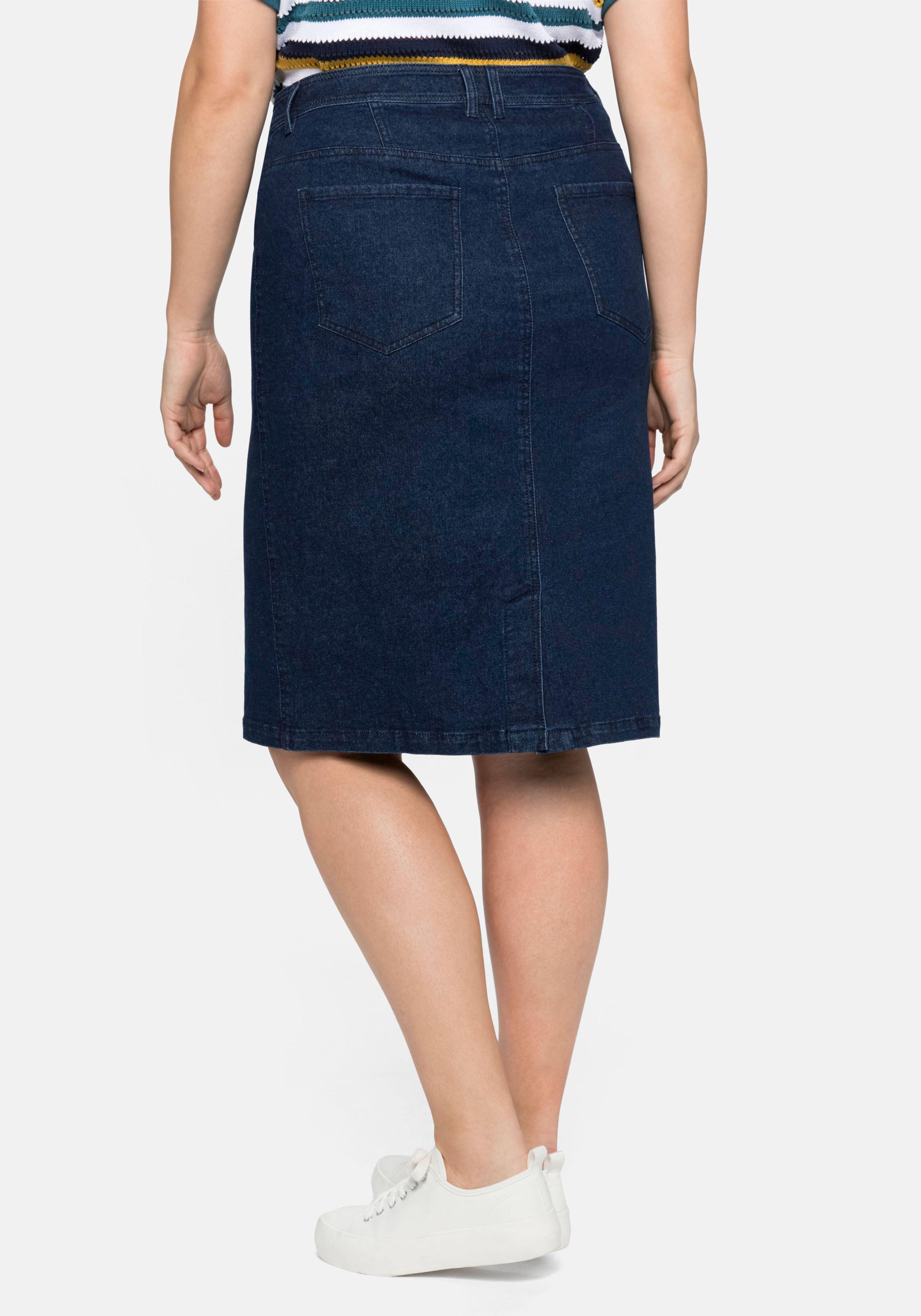 Jeansrock mit breitem Bund und Schlitz hinten