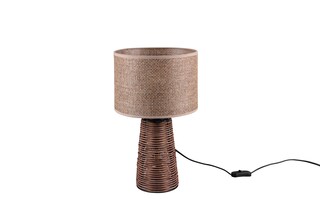 Retrofit Tischlampe Straw braun 24cm 40,5 cm Rattan Schnurschalter