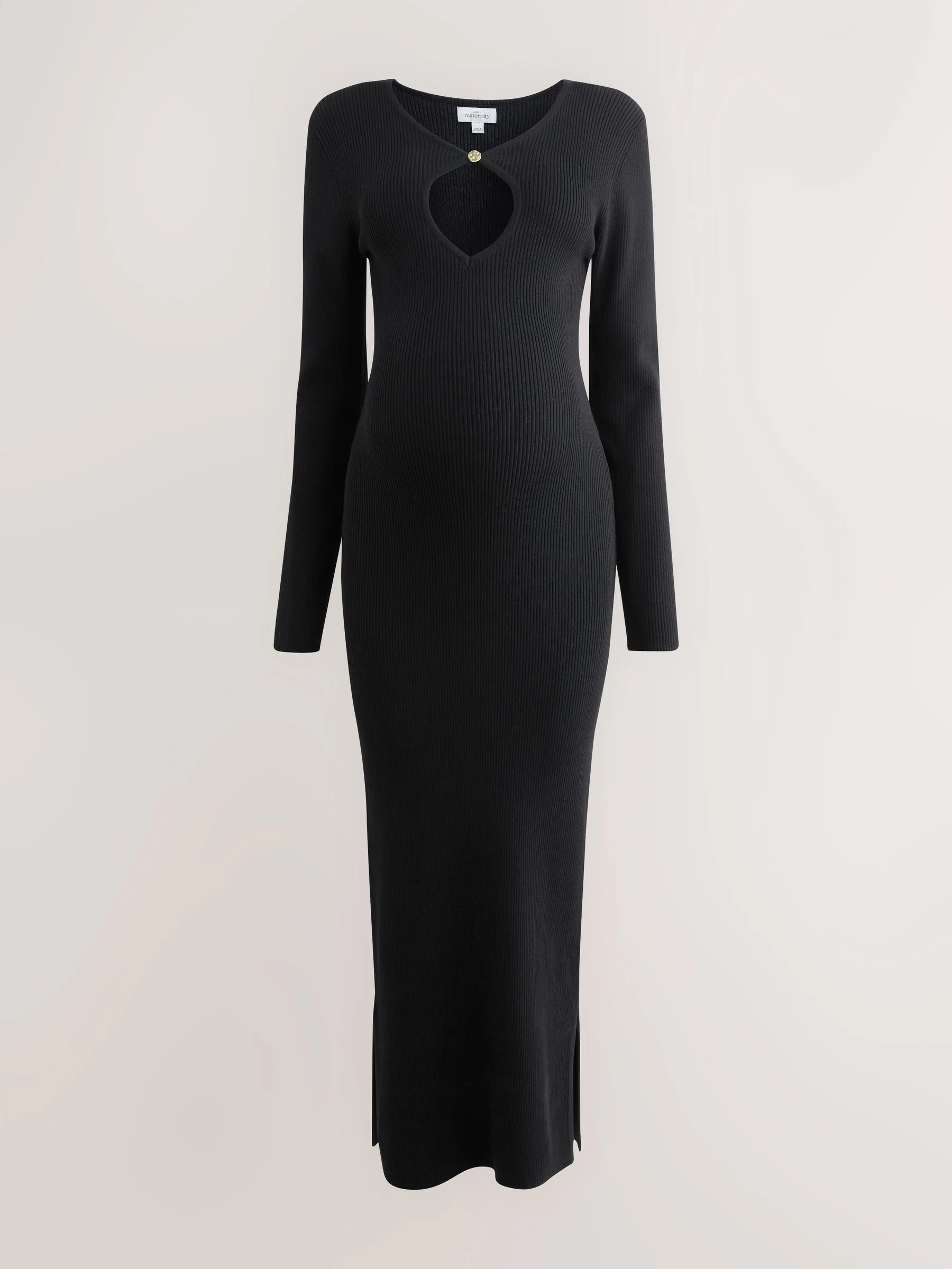 Zwart - Maternity Knitted Keyhole Dress