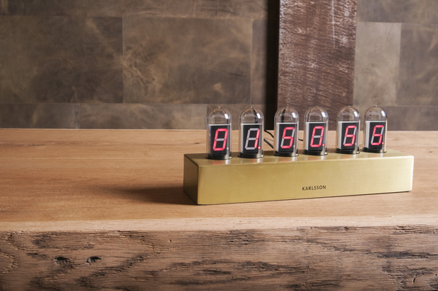 Table clock Cathode brushed gold base