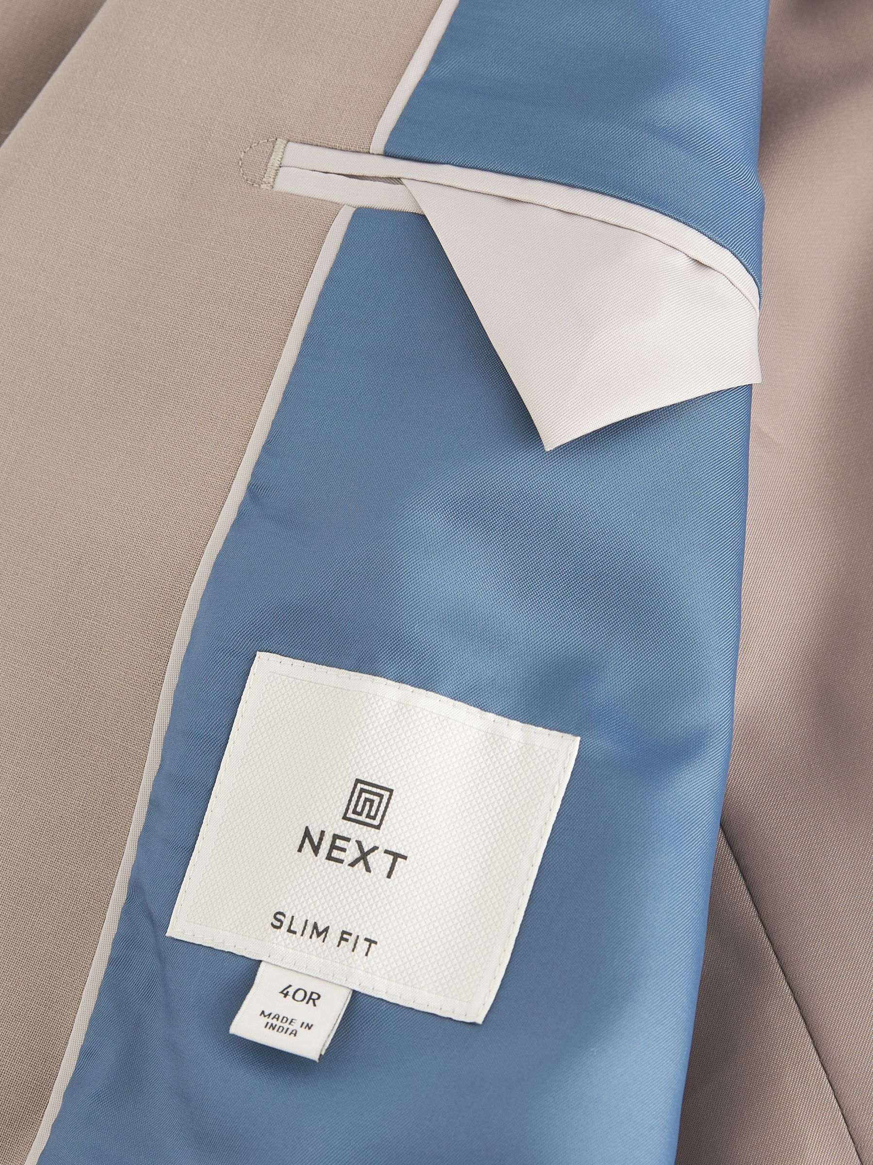 Pastelgeel - Slim fit Jack van wol Blend Motionflex Pak