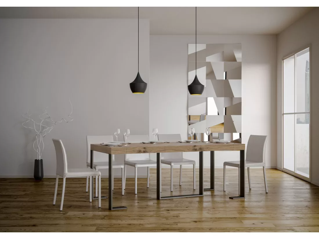 Console extensible 90x40/196 cm Futura Small Premium Chêne Nature cadre Anthracite