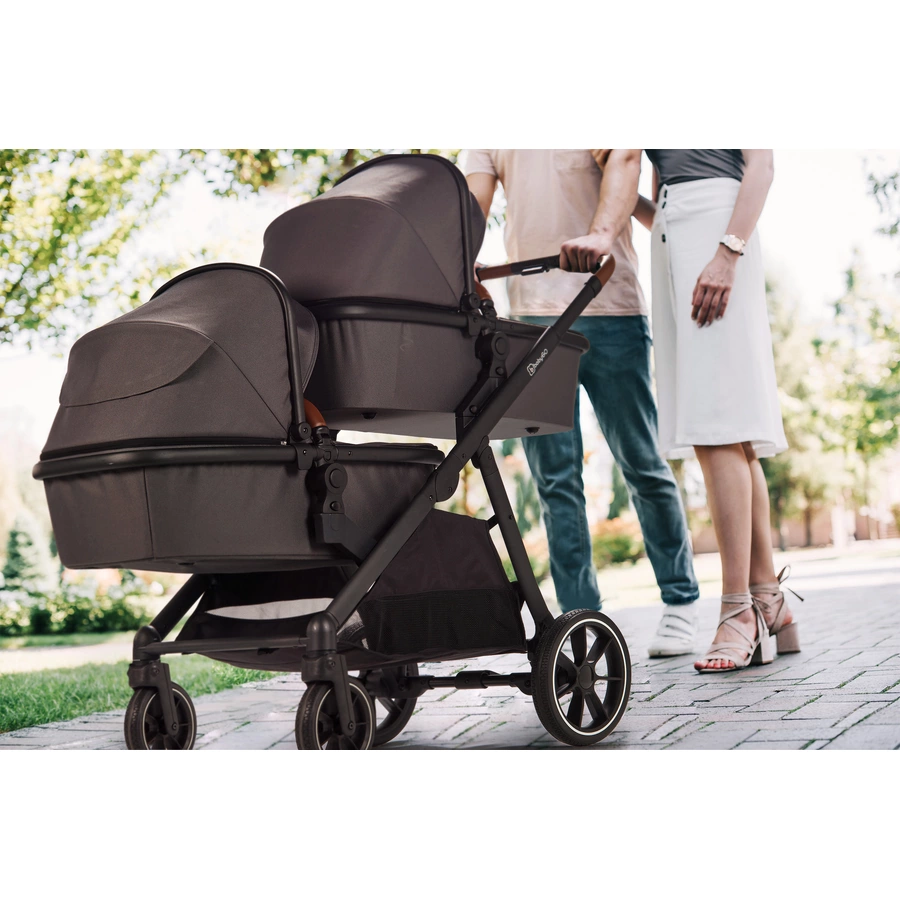 babyGO Geschwisterwagen Duo Mega Set Grey