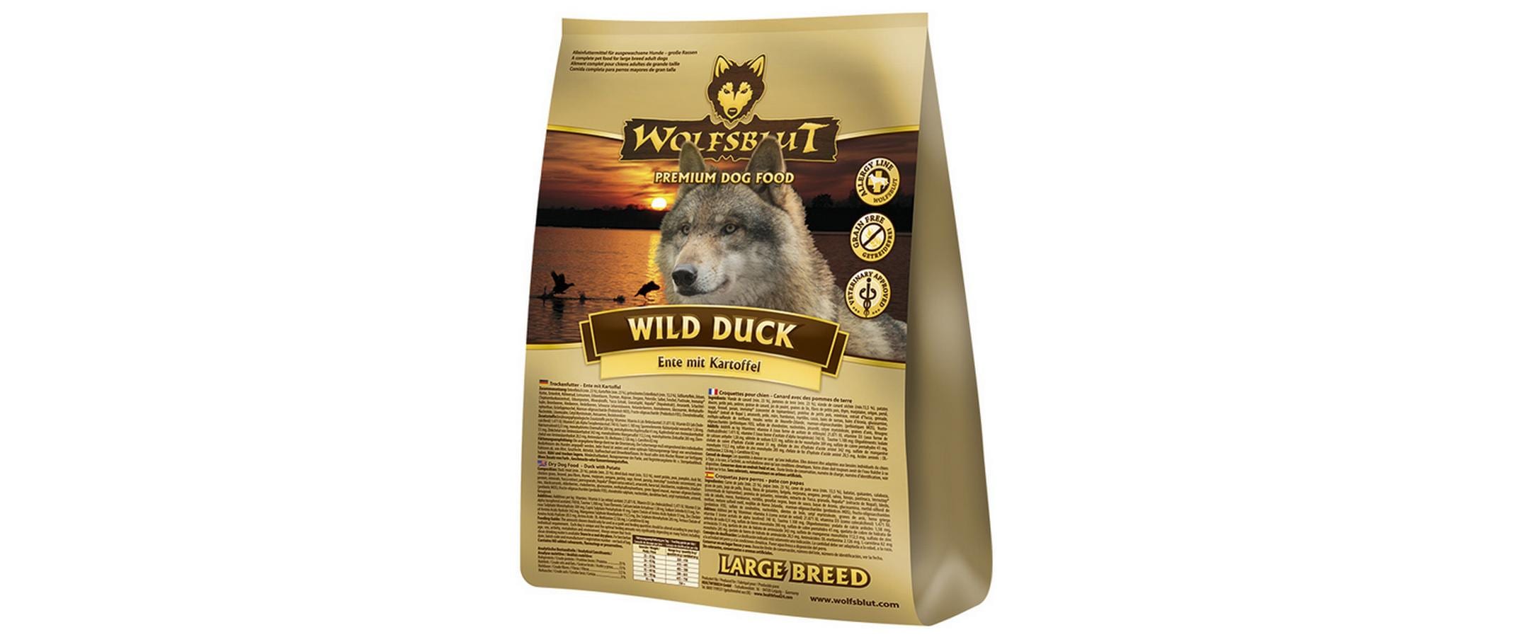 Trockenfutter Dog Wild Duck Large Breed, 12.5 kgMit Ente und Kartoffel, für grosse Hunderassen
