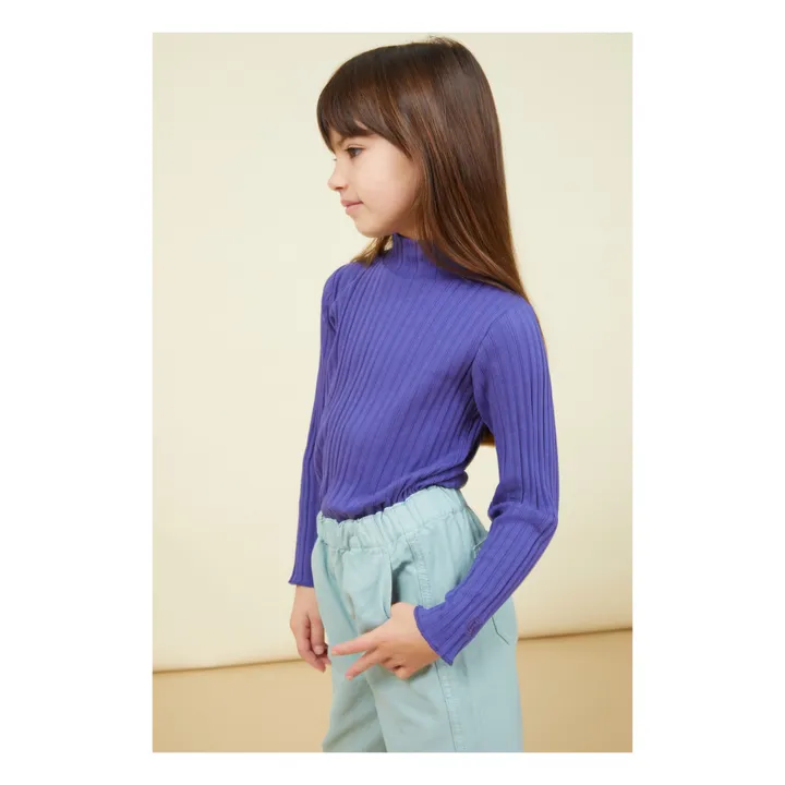 SMALLABLE BASICS Sous Pull Fille Côtelé Coton Bio | Bleu indigo