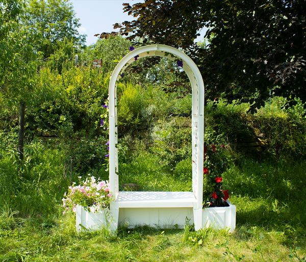 KHW Kunststoff-Gartenbank mit Rosenbogen