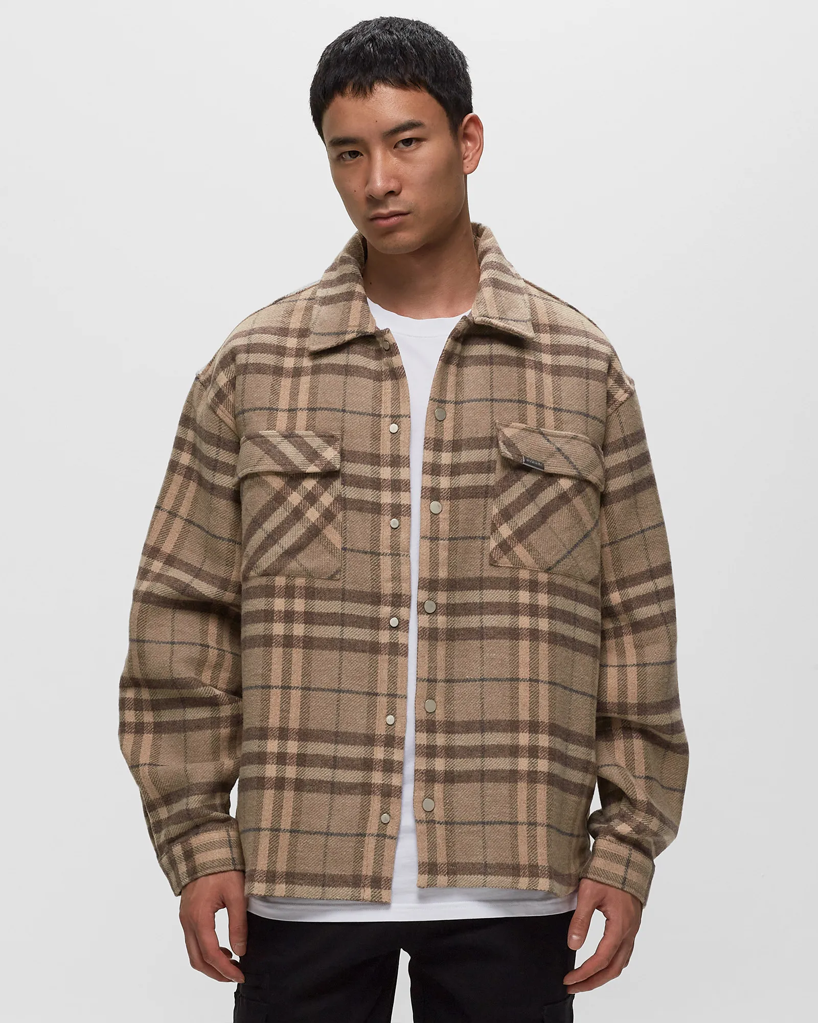 Represent INTIAL PRINT FLANNEL SHIRT