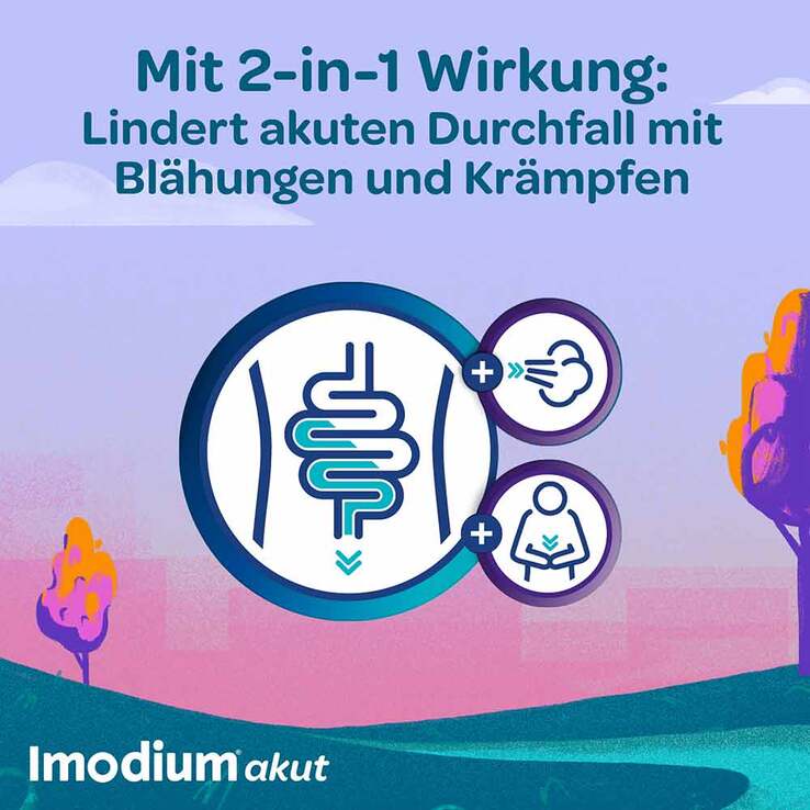 Imodium akut Duo - bei akutem Durchfall mit Blähungen, 6 St