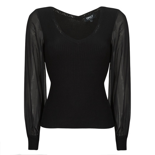 Only - ONLJENNY LS WOVEN MIX VNECK CC KNT - Noir