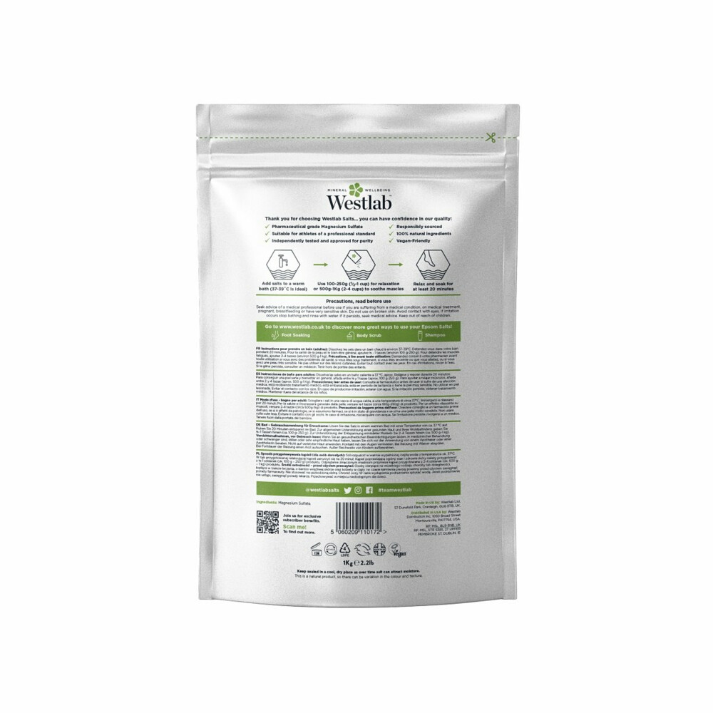 Westlab 100% Natuurlijk Badzout Reviving Epsom1000 gr