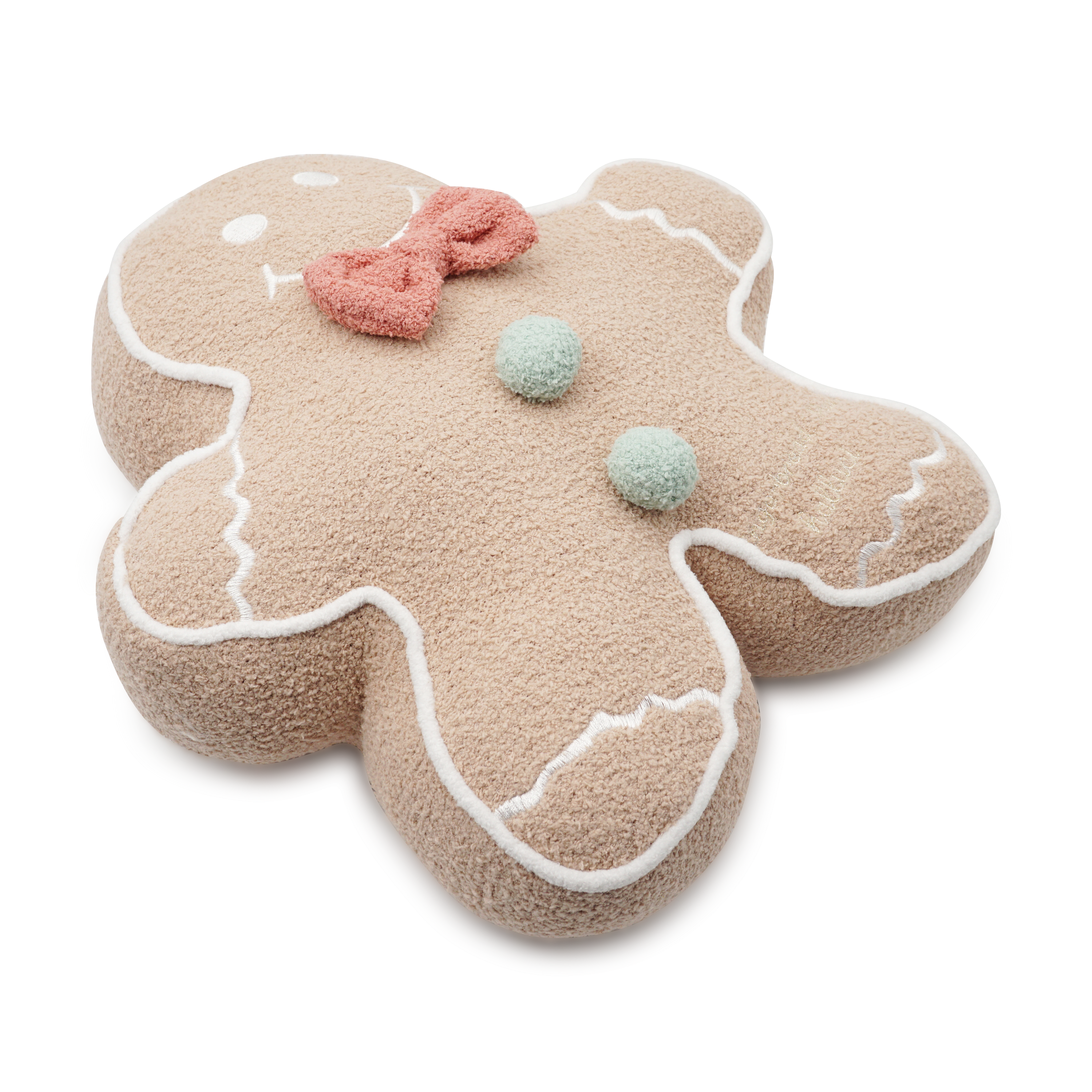 (38x32cm) Weihnachts Lebkuchenmann Kissen Gingerbread Home Deko Weiches Plüsch Plätzchen - Braun